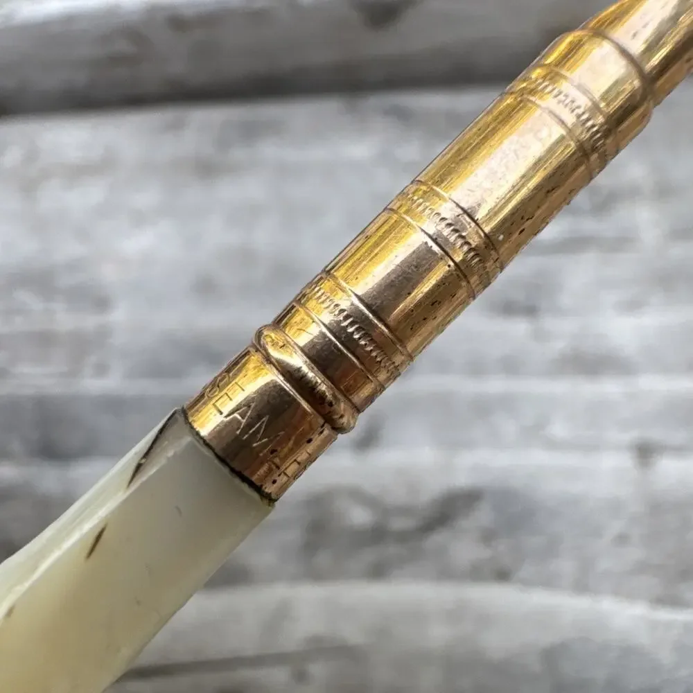 Antique Mable Todd & Co. No. 1 Pearl Shaft Dip Pen Gold Scroll & Seamless 5 G